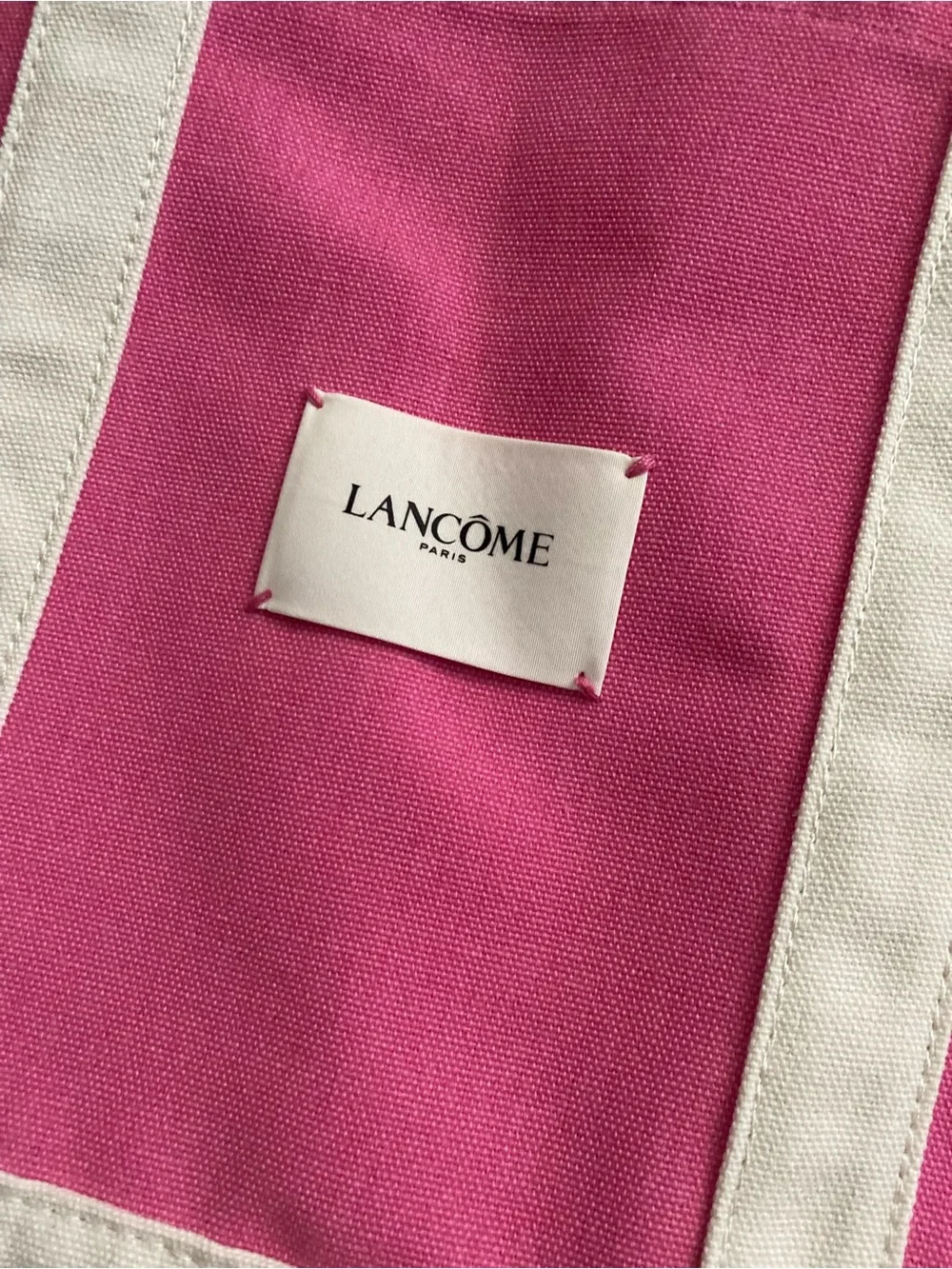 Lancome Pink Canvas Tote with Cream Accents